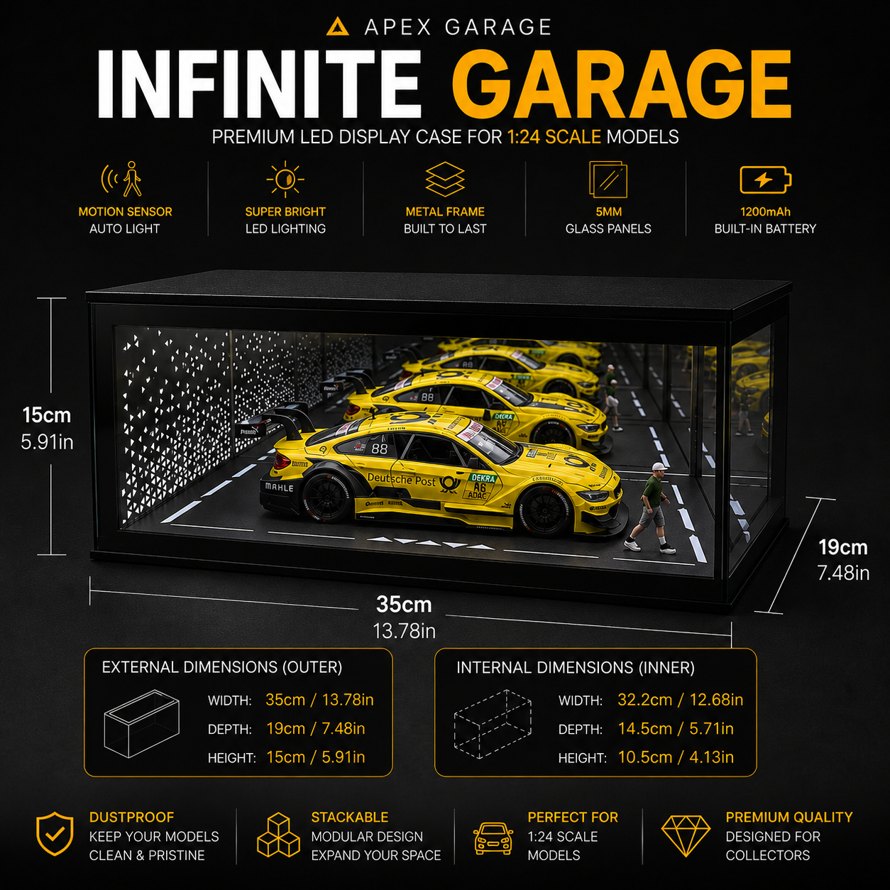 APEX GARAGE Infinite Garage Display Case for 1:24 Scale Models