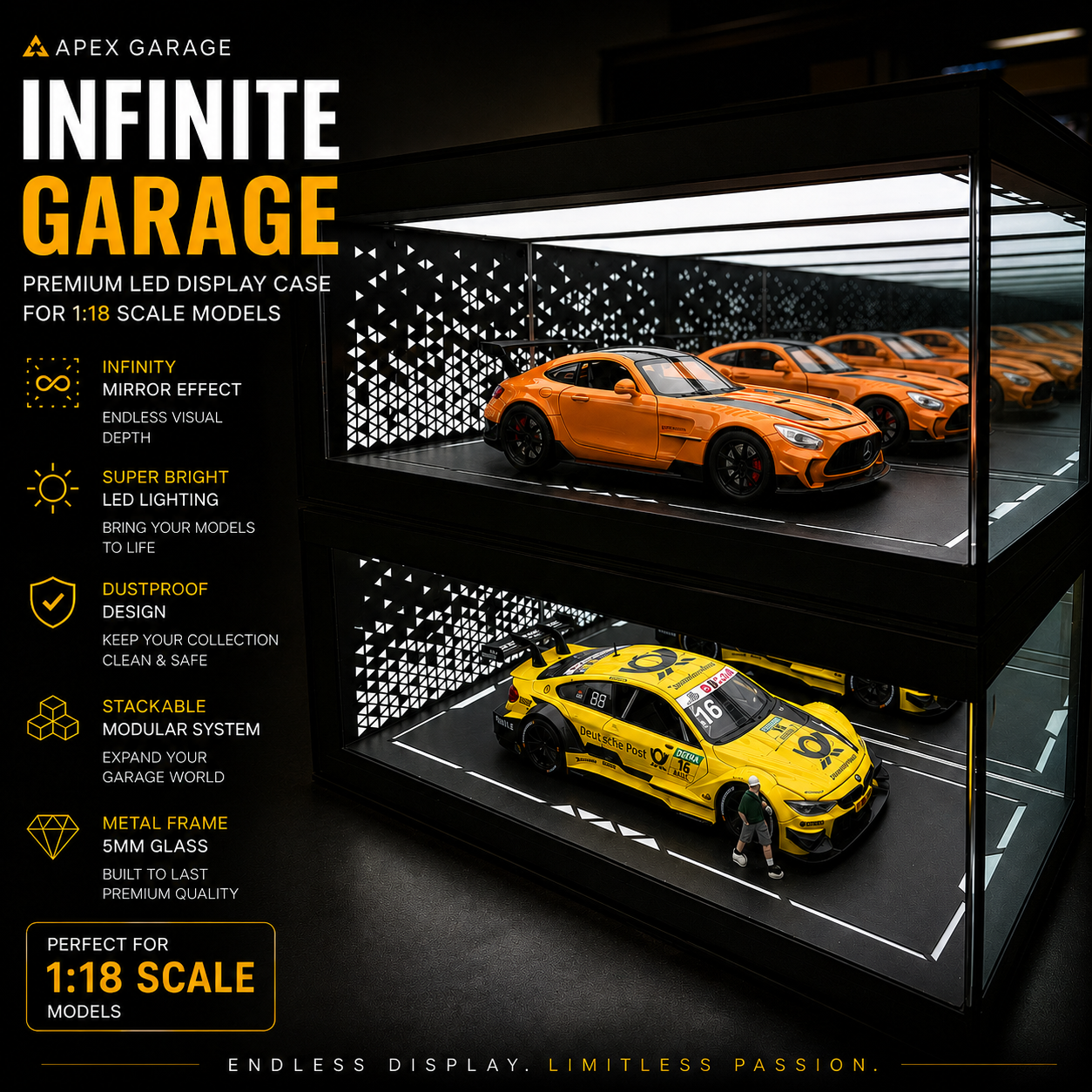 APEX GARAGE Infinite Garage Display Case for 1:18 Scale Models