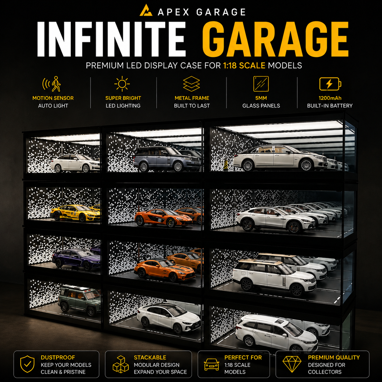 APEX GARAGE Infinite Garage Display Case for 1:18 Scale Models