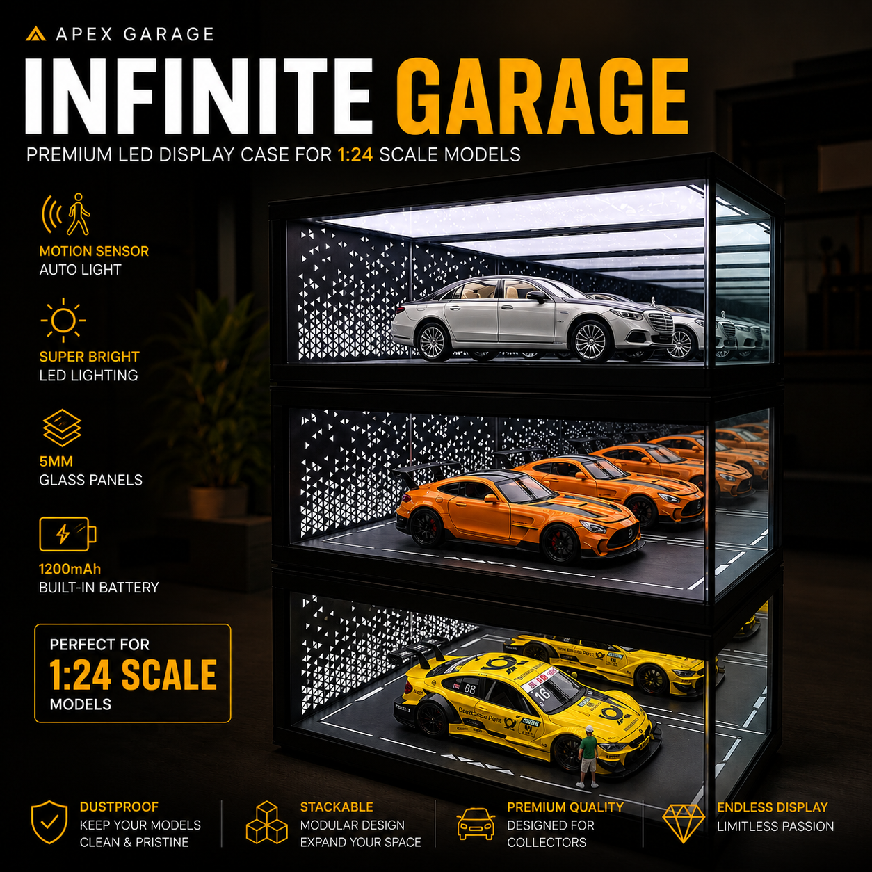 APEX GARAGE Infinite Garage Display Case for 1:24 Scale Models